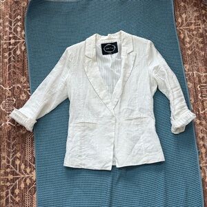 Love Tree White Linen Blend Casual Blazer